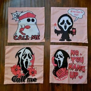 Ghost face pink pillow case set, size 17.5"
